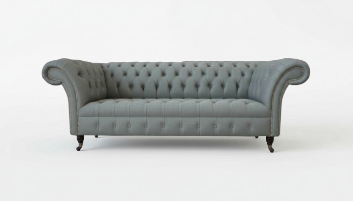 Sofa 3-Sëtzer Canapé Stoff Modern Luxus Gro Chesterfield Dräisëtzer Nei