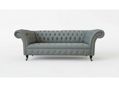 Sofa 3-Sëtzer Canapé Stoff Modern Luxus Gro Chesterfield Dräisëtzer Nei