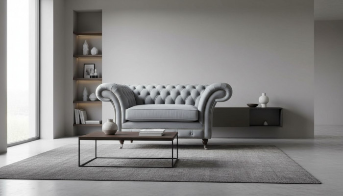 Chesterfield Fauteuil Textil Sofa Stëfter Canapéen Couchen Lounge Gro