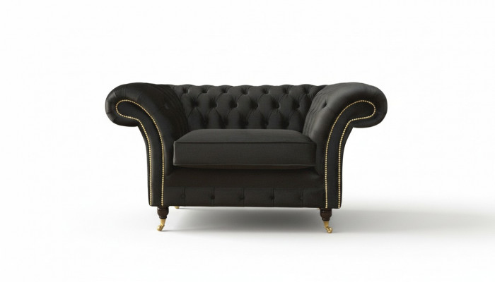 Chesterfield Fotell Lounge Schwaarz Canapé Couch Polster Modern Textil Nei