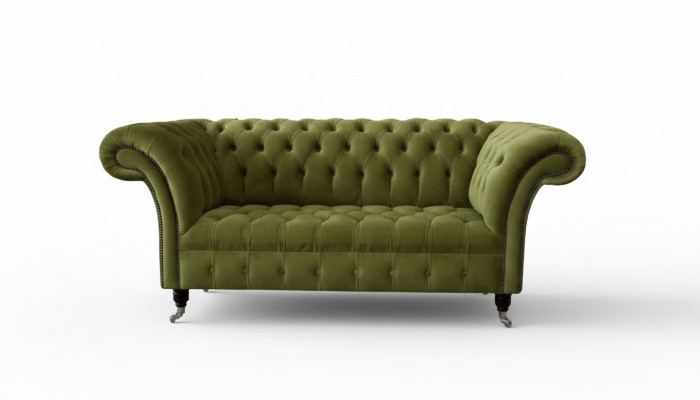 Sofa 2 Sëtzer Couch Polstersofa Stoff Chesterfield Couchen Gréng Nei