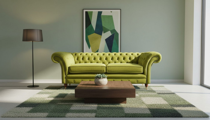 Sofa 3 Sëtzer Stoff Design Canapé Polster Sofas Textil Modern Chesterfield