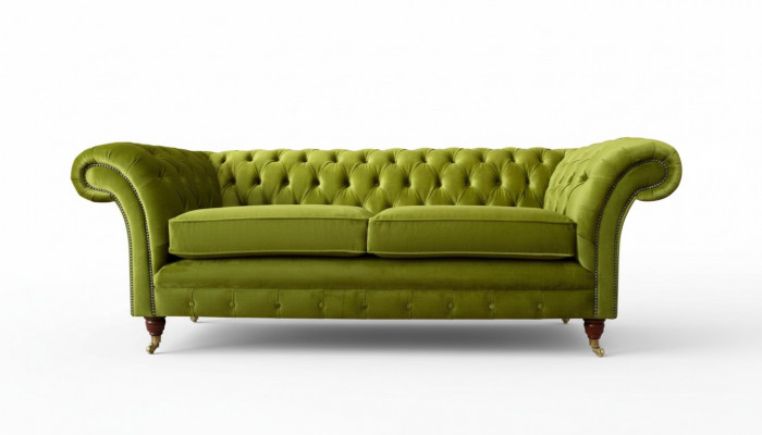 Sofa 3 Sëtzer Stoff Design Canapé Polster Sofas Textil Modern Chesterfield