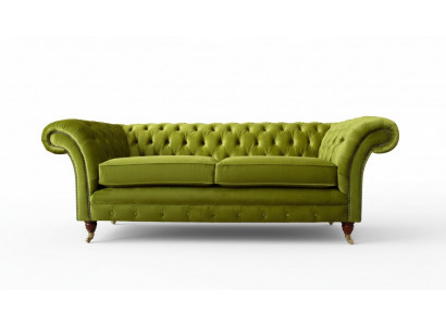 Sofa 3 Sëtzer Stoff Design Canapé Polster Sofas Textil Modern Chesterfield