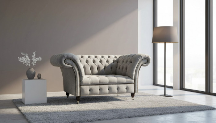 Chesterfield Fauteuil Stoff Wunnzëmmer Design Polster Textil Design Luxus