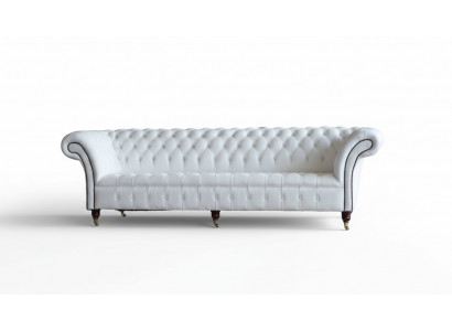 Chesterfield Sofas Design Luxus Wäiss Textil Sofa 4 Sëtzer Stoff Véiersëtzer