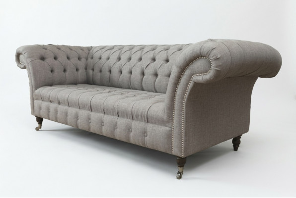 Chesterfield 3 Sëtzer Polster Couch Sofa Couchen Textil Moderne Stil Gro
