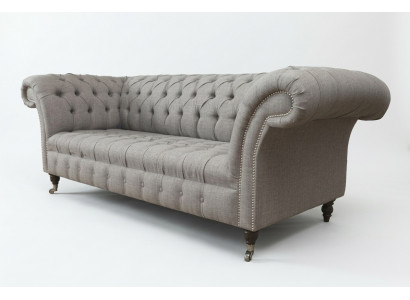Chesterfield 3 Sëtzer Polster Couch Sofa Couchen Textil Moderne Stil Gro