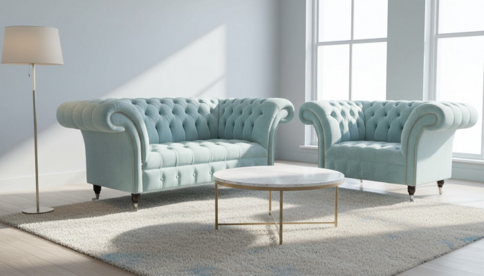 Chesterfield Fauteuil Türkis Gepolstert Sofa 1-Sëtz Design Gepolstert Nei