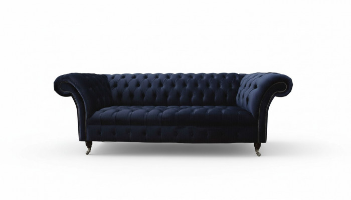 Luxus Sofa Drësëtzer Blo Stoff Textil Stil Canapé Sofae Couchen Miwwelen