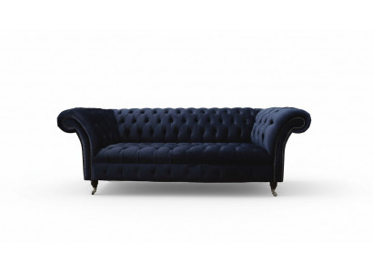 Luxus Sofa Drësëtzer Blo Stoff Textil Stil Canapé Sofae Couchen Miwwelen