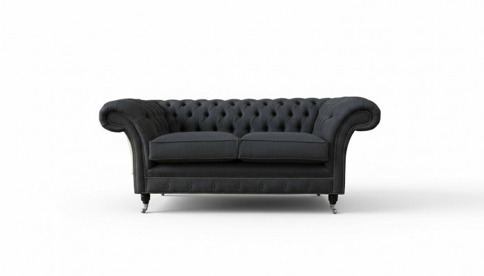 Chesterfield Sofa 2 Sëtzer Couch Polster Stoft Couchen Gro Textil Nei