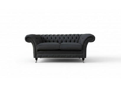 Chesterfield Sofa 2 Sëtzer Couch Polster Stoft Couchen Gro Textil Nei