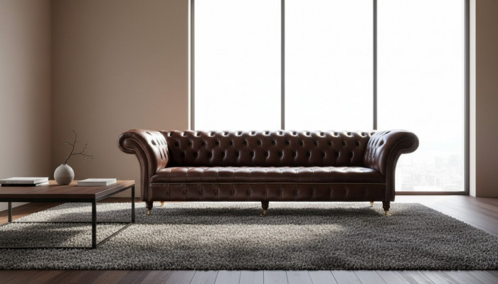 Sofa Chesterfield Canapé Polster Sëtz Lieder Canapéën Braun Designer