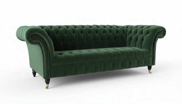 Design Sofa 3 Sëtz Couch Polster Chesterfield Wunnzëmmer Textil Couchen