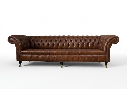 Canapé 4 Sëtz Luxus Miwwelen Chesterfield Lieder Braun Design Modern Stil