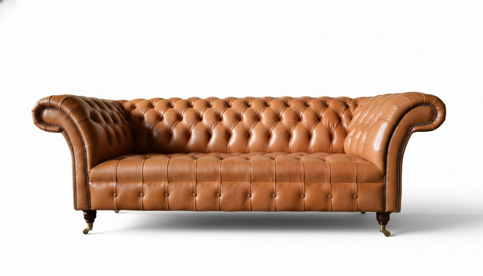 Sofa 3 Sëtzer Sëtz Modern Chesterfield Sofas Couche Polster Braun Nei