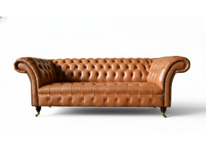 Sofa 3 Sëtzer Sëtz Modern Chesterfield Sofas Couche Polster Braun Nei