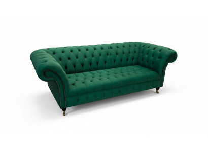 Dreiplatze Sofa 3 Sëtzer Luxus Sëtz Modern Sofas Gréng Stoff Chesterfield