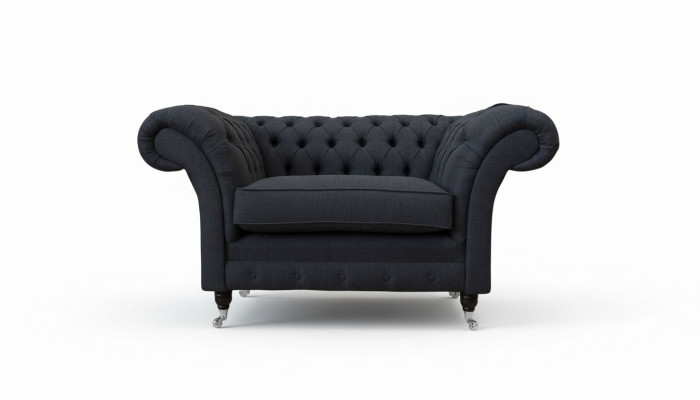 Groude Chesterfield Sessel 1,5-Sëtzer Sofa Couch Polster Textil Gro Sessel