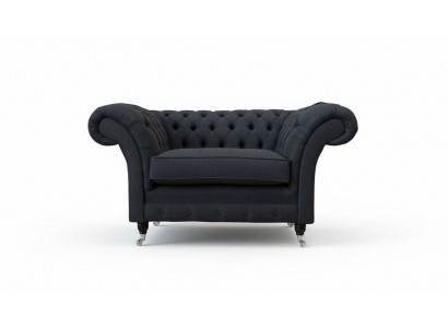 Groude Chesterfield Sessel 1,5-Sëtzer Sofa Couch Polster Textil Gro Sessel