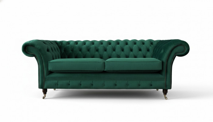 Canapé 3 Sëtz Gréng Canapéë Stil Luxus Wunnzëmmer Design Chesterfield Nei