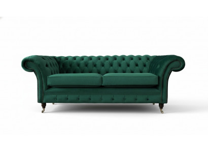 Canapé 3 Sëtz Gréng Canapéë Stil Luxus Wunnzëmmer Design Chesterfield Nei