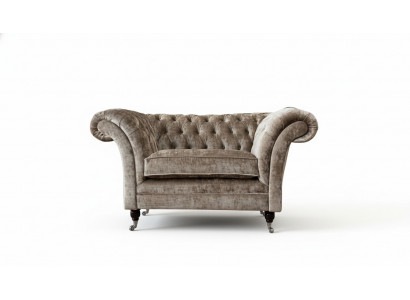 Design Chesterfield Fotell 1-Plaz-Sëtz Couch Gepolstert Luxus Textil Sofas