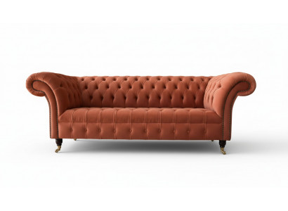 Luxus Chesterfield 3 Sëtzer Couch Polster Textil Couche Stoff Sofa Nei