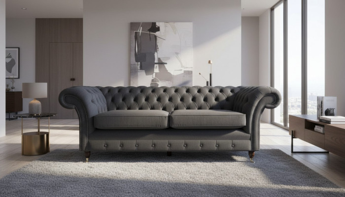 Design Chesterfield Canapé 3 Sëtz Gro Canapé Polstersofa Livingroom