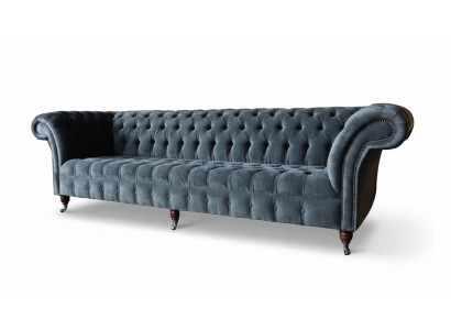 Viersëtzegt Sofa 4-Sëtzer Sofas Modern Gri Design Stoff Chesterfield
