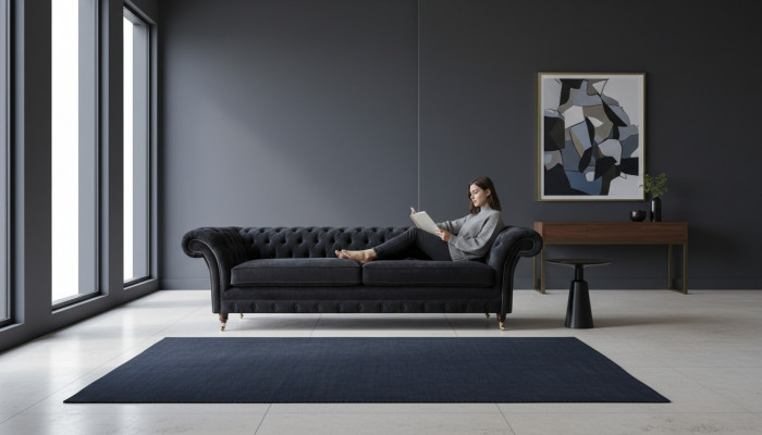 Design Canapé 4 Sëtz Polster Luxus Klassesch Textil Chesterfield Canapéen