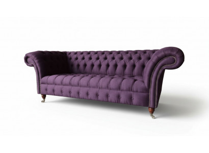 Chesterfield 3-Sëtz Sofa Stoffsofa Couch Polstersëtz 3er Sofas Nei