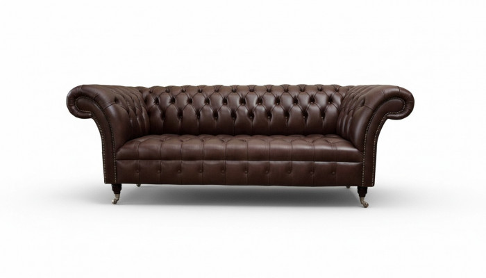 Sofa 3 Sëtzer Chesterfield Ledersofa Wunnzëmmer Designerbaachen Polsterer