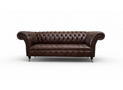 Sofa 3 Sëtzer Chesterfield Ledersofa Wunnzëmmer Designerbaachen Polsterer