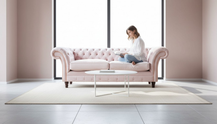 Canapé 3 Plazen Sofa Miwwel Design Chesterfield Sëtz Textil Polster Nei