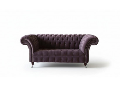 Chesterfield Sofa Canapé Design Lila Polsterstoff Textil Zwesëtzeger Sëtz Neit