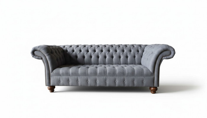 Chesterfield 3 Sëtzer Canapé Gepolsterten Sëtz Textil Stoff Couchen Sofa Nei