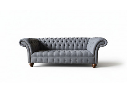 Chesterfield 3 Sëtzer Canapé Gepolsterten Sëtz Textil Stoff Couchen Sofa Nei
