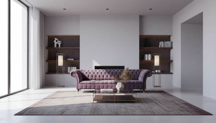 Sofa 4-Sëtzer Canapé Gepolstert Design Textil Wunnzëmmer Design Miwwel Neit