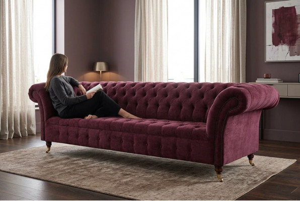 Chesterfield Design Canapé Polster Textil Sofa Couchen 3-Sëtzer Neit