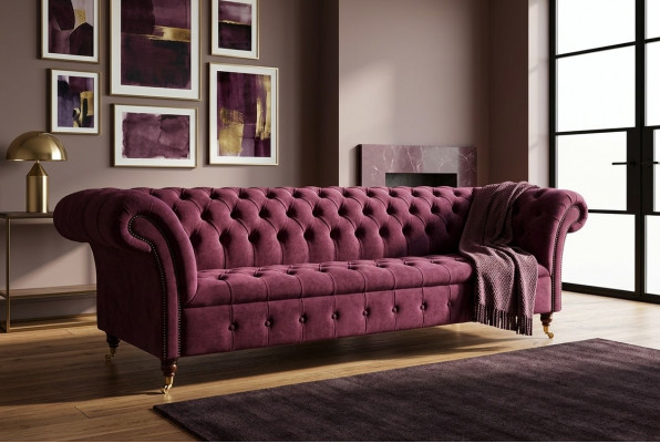 Chesterfield Design Canapé Polster Textil Sofa Couchen 3-Sëtzer Neit