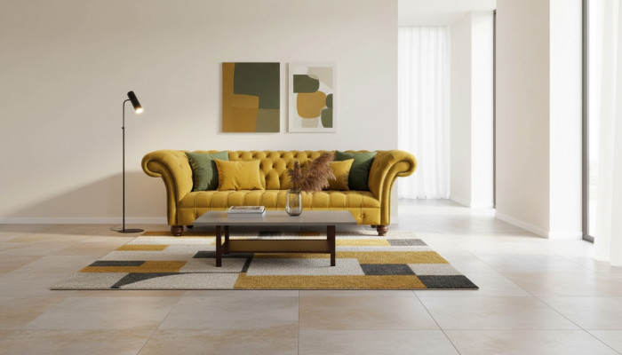 Chesterfield Giel Sofa Polster 3 Sëtzer Canapéen Sëtz Sofasen Dräisëtzer