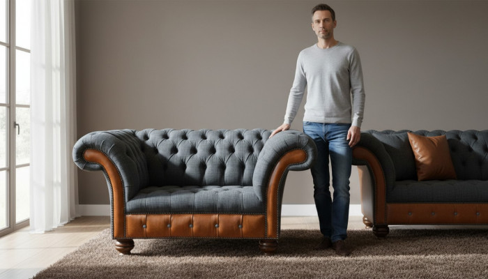 Sëtzfauteuil 1 Plaz Sofa Këssen Design Luxus Stoffsofa Chesterfield Textil