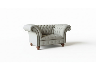 Chesterfield Einsitzer Canapé Sëtz Still Couch Gepolstert Sëtzmiwwel Textil Stoff.