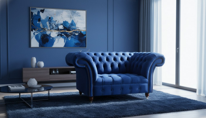 Design Sessell Textil Luxus Canapé 1,5 Sëtzer Sofa Relax Lounge Club Neien