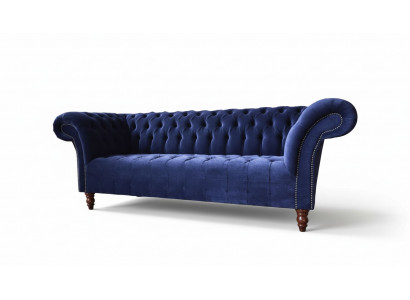 Chesterfield Design Luxus Gepolstert Sofa Canapé 3 Sëtz Blo Textil Nei