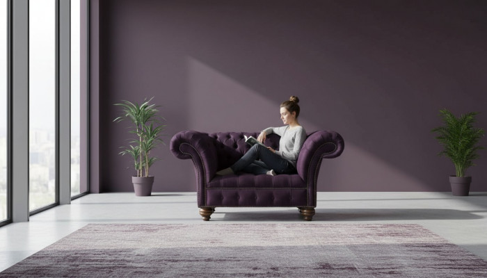Design Chesterfield Stoff Couch Fauteuil 1.5 Sëtzer Polster Sofas Lounge
