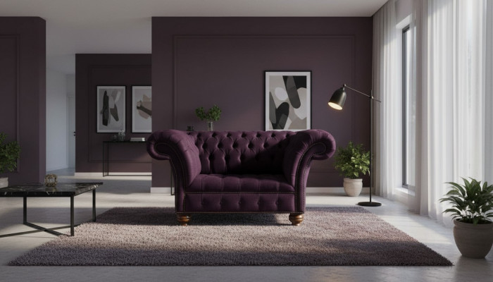 Design Chesterfield Stoff Couch Fauteuil 1.5 Sëtzer Polster Sofas Lounge