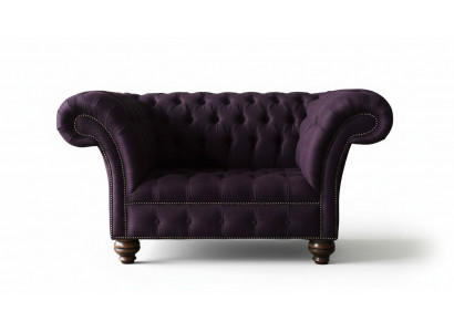 Design Chesterfield Stoff Couch Fauteuil 1.5 Sëtzer Polster Sofas Lounge